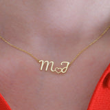 Custom Initial Necklace With Heart | 14K Solid Gold