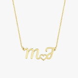Custom Initial Necklace With Heart | 14K Solid Gold