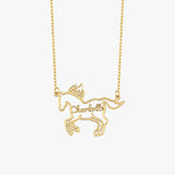 Personalized Fire Horse Name Necklace | 14K Solid Gold