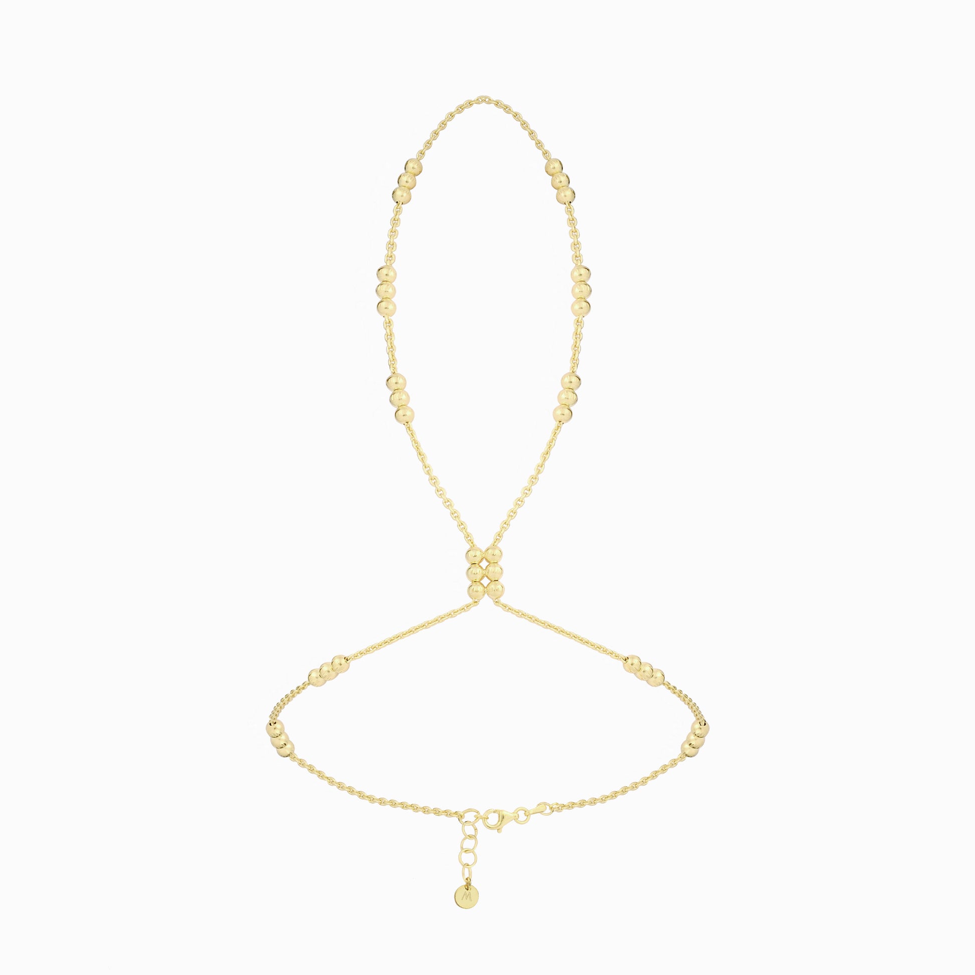 Beaded Hand Chain Bracelet | 18K Gold Vermeil