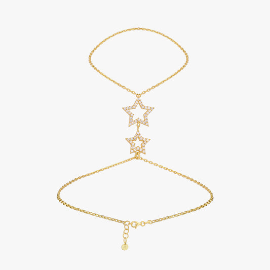 Hand Chain Bracelet with Stars | 18K Gold Vermeil