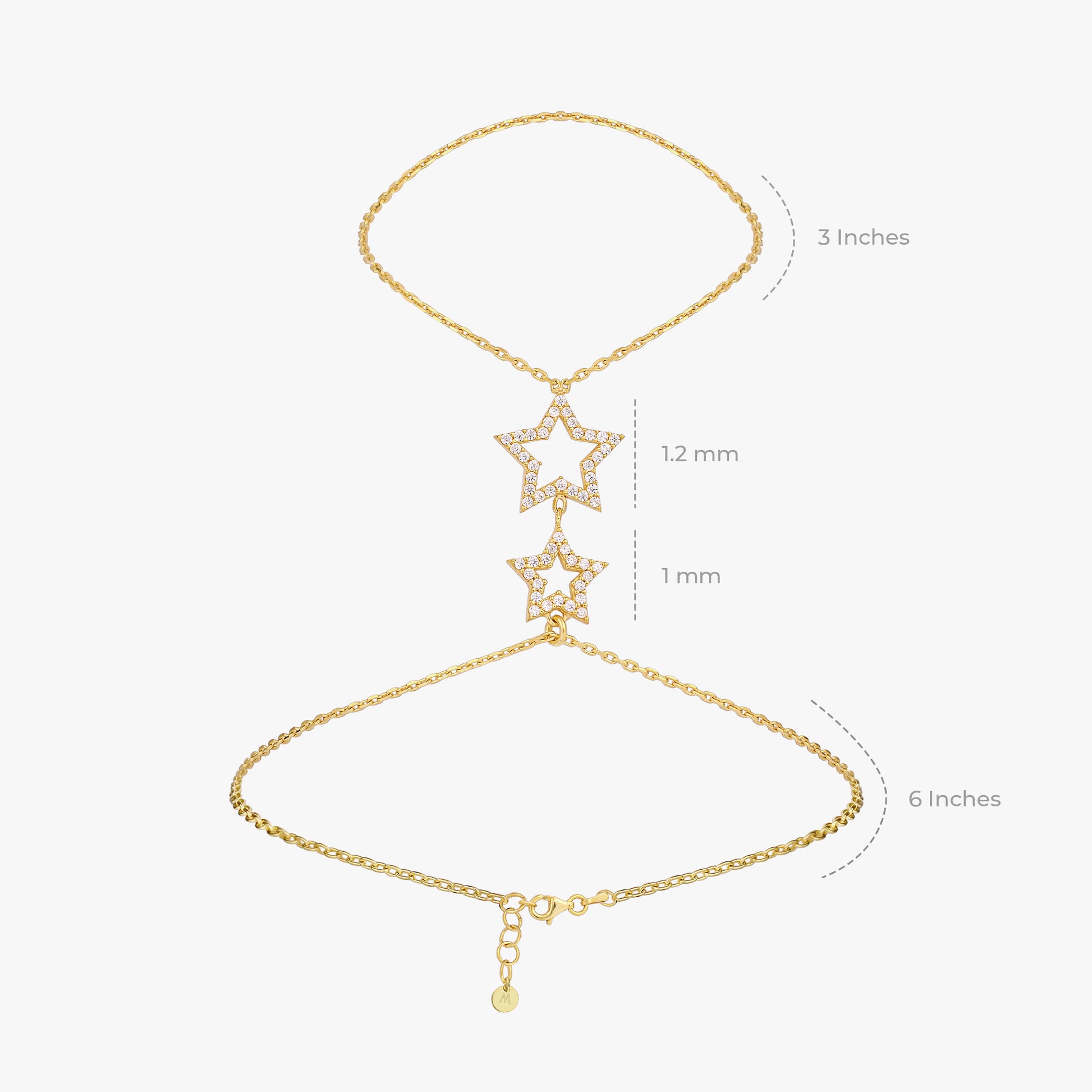 Hand Chain Bracelet with Stars | 18K Gold Vermeil