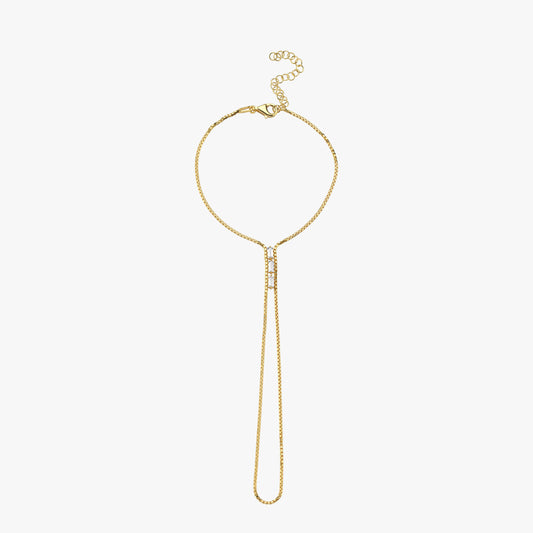 Box Chain Ring Hand Bracelet | 18K Gold Vermeil