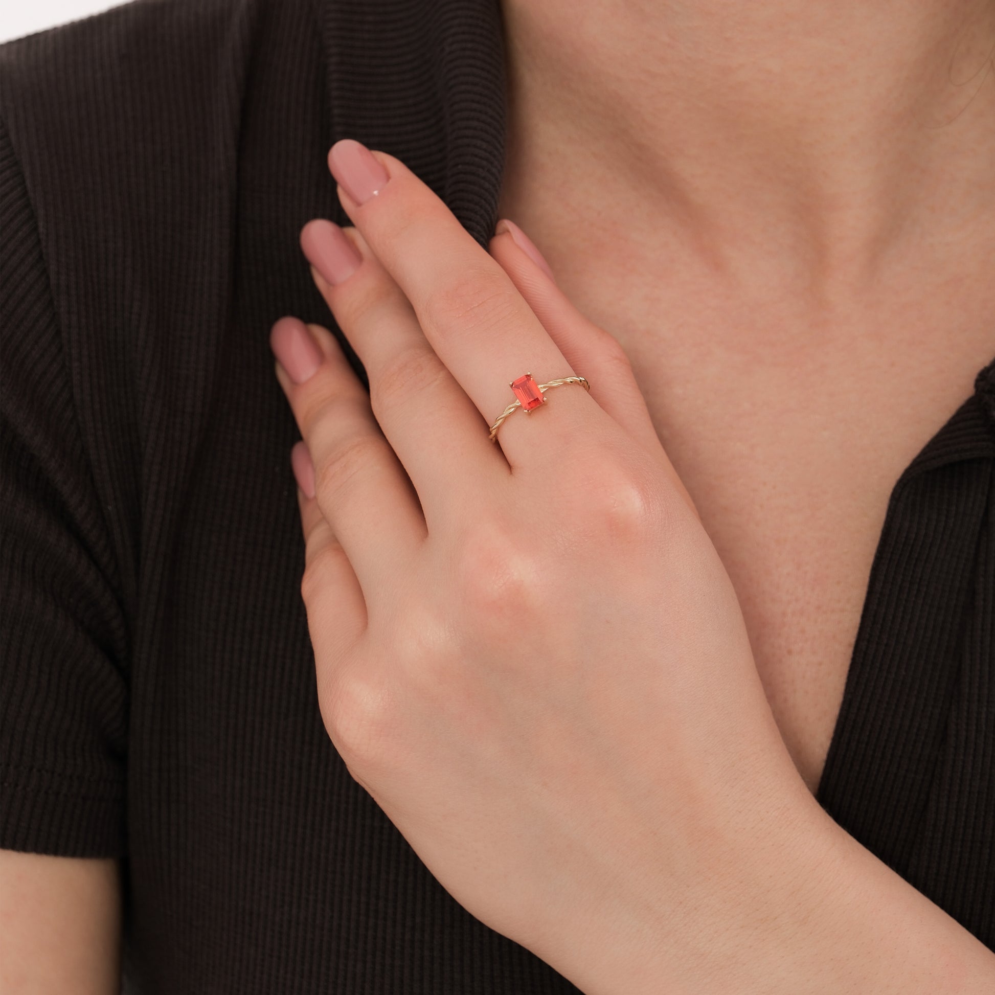 Rectangle Ruby Ring | 14K Solid Gold