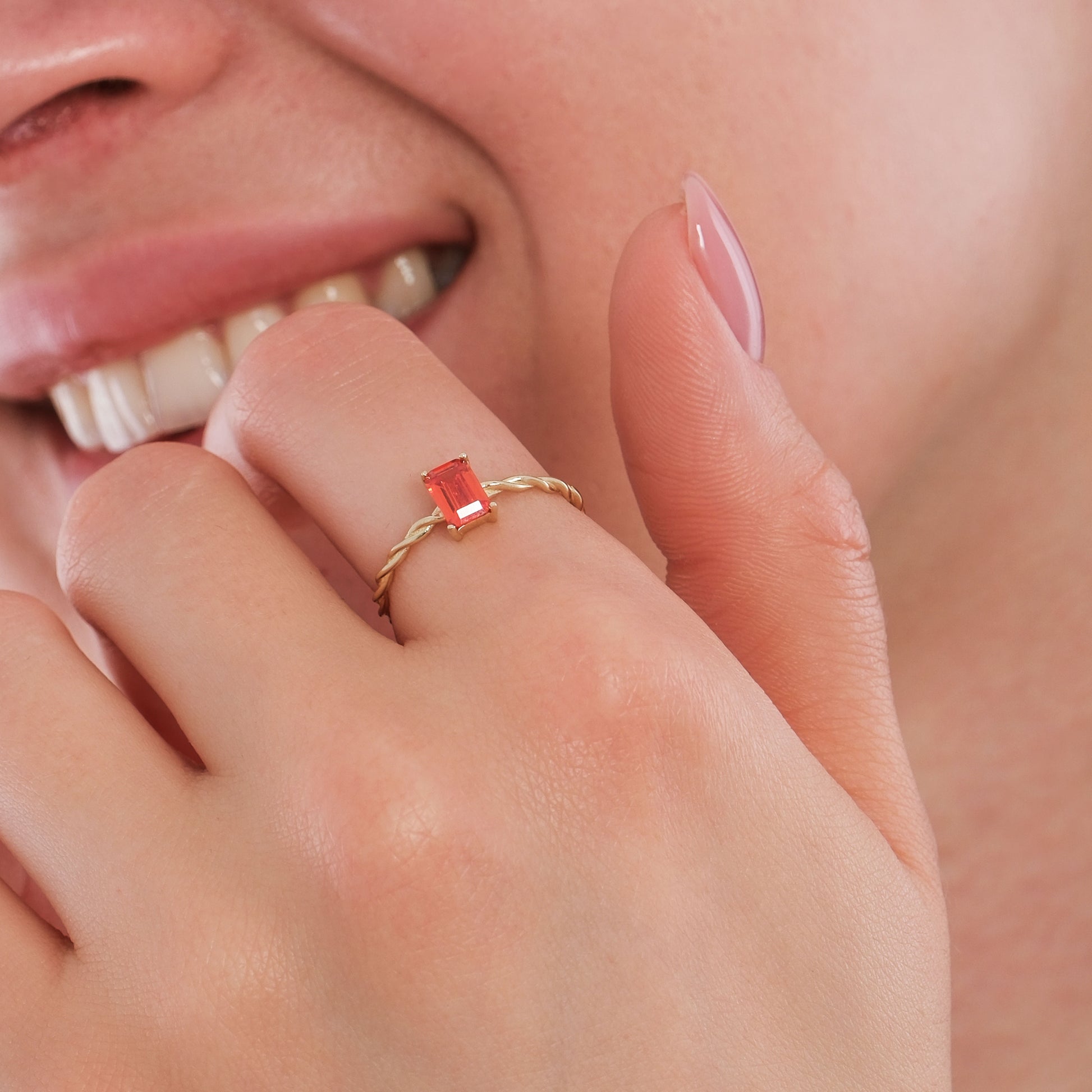 Rectangle Ruby Ring | 14K Solid Gold