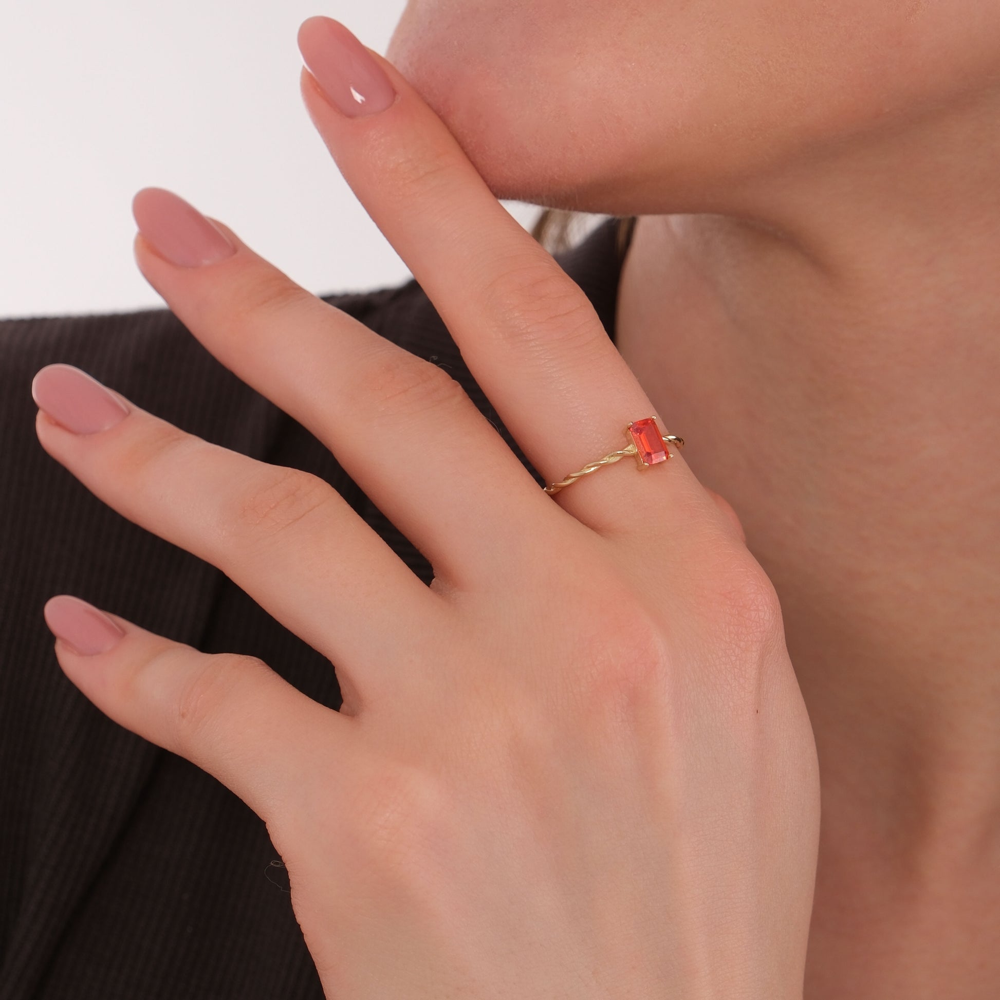 Rectangle Ruby Ring | 14K Solid Gold