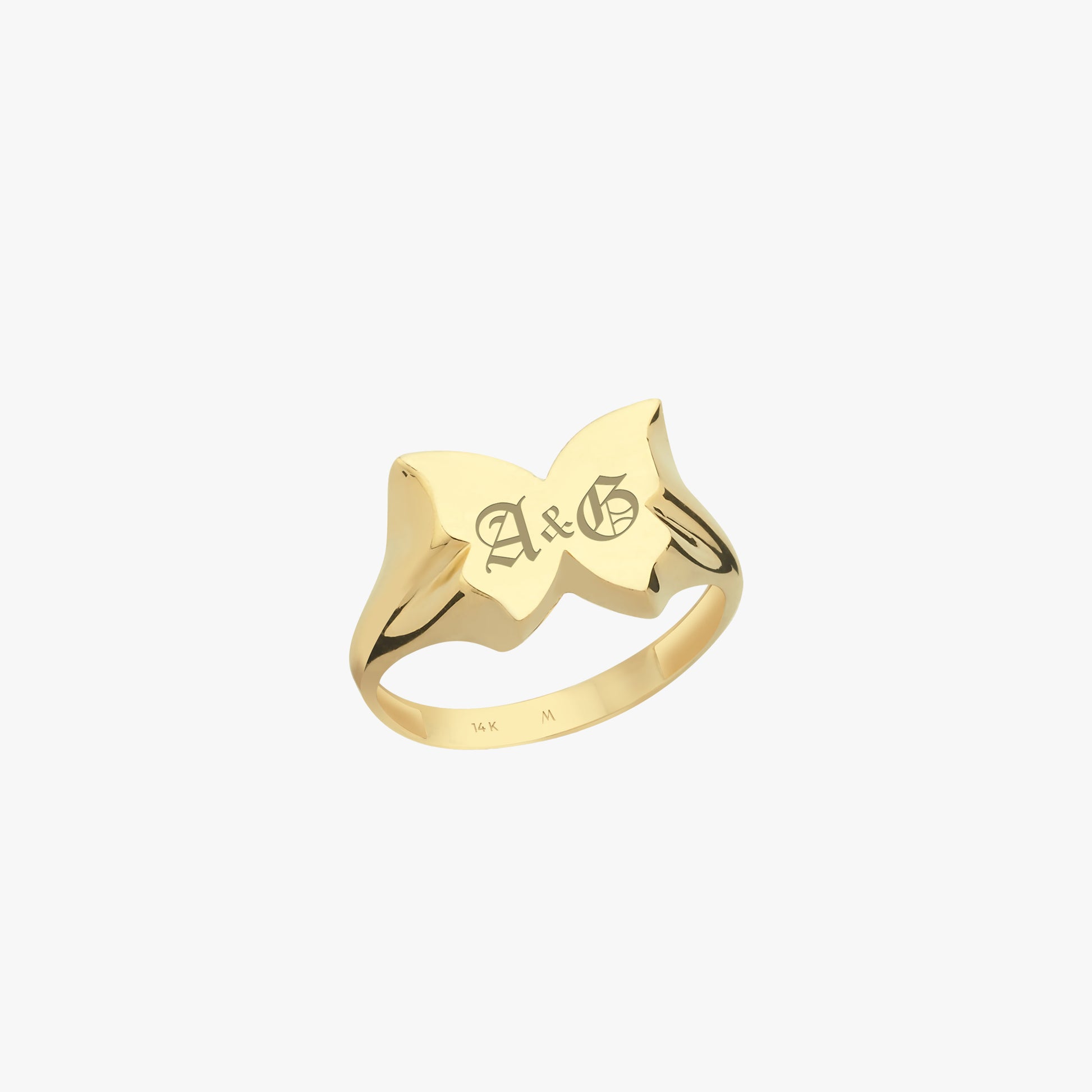 Butterfly Letter Ring | 14K Solid Gold