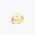 Daisy Ring | 14K Solid Gold - Mionza Jewelry-daisy ring women, floral ring, flower jewelry, gift for women, gold daisy ring, gold floral ring, ladies signet ring, ring daisy, signet ring gold, summer ring, sunflower jewelry, sunflower ring, womens signet rings