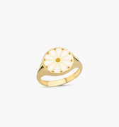 Daisy Ring | 14K Solid Gold - Mionza Jewelry-daisy ring women, floral ring, flower jewelry, gift for women, gold daisy ring, gold floral ring, ladies signet ring, ring daisy, signet ring gold, summer ring, sunflower jewelry, sunflower ring, womens signet rings