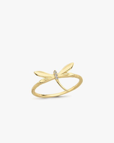 Dragonfly Ring | 14K Solid Gold - Mionza Jewelry-14k solid gold ring, adjustable ring, animal jewelry, animal ring, birthday gift, bug jewelry, butterfly ring, dragonfly gifts, dragonfly gold ring, dragonfly rings, gift for daughter, gold ring dragonfly, insect jewelry