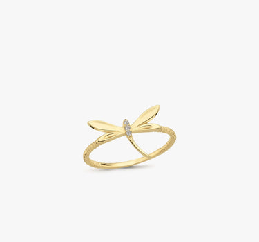 Dragonfly Ring | 14K Solid Gold - Mionza Jewelry-14k solid gold ring, adjustable ring, animal jewelry, animal ring, birthday gift, bug jewelry, butterfly ring, dragonfly gifts, dragonfly gold ring, dragonfly rings, gift for daughter, gold ring dragonfly, insect jewelry