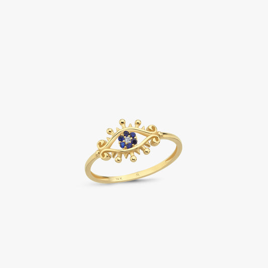 Evil Eye Ring | 14K Solid Gold