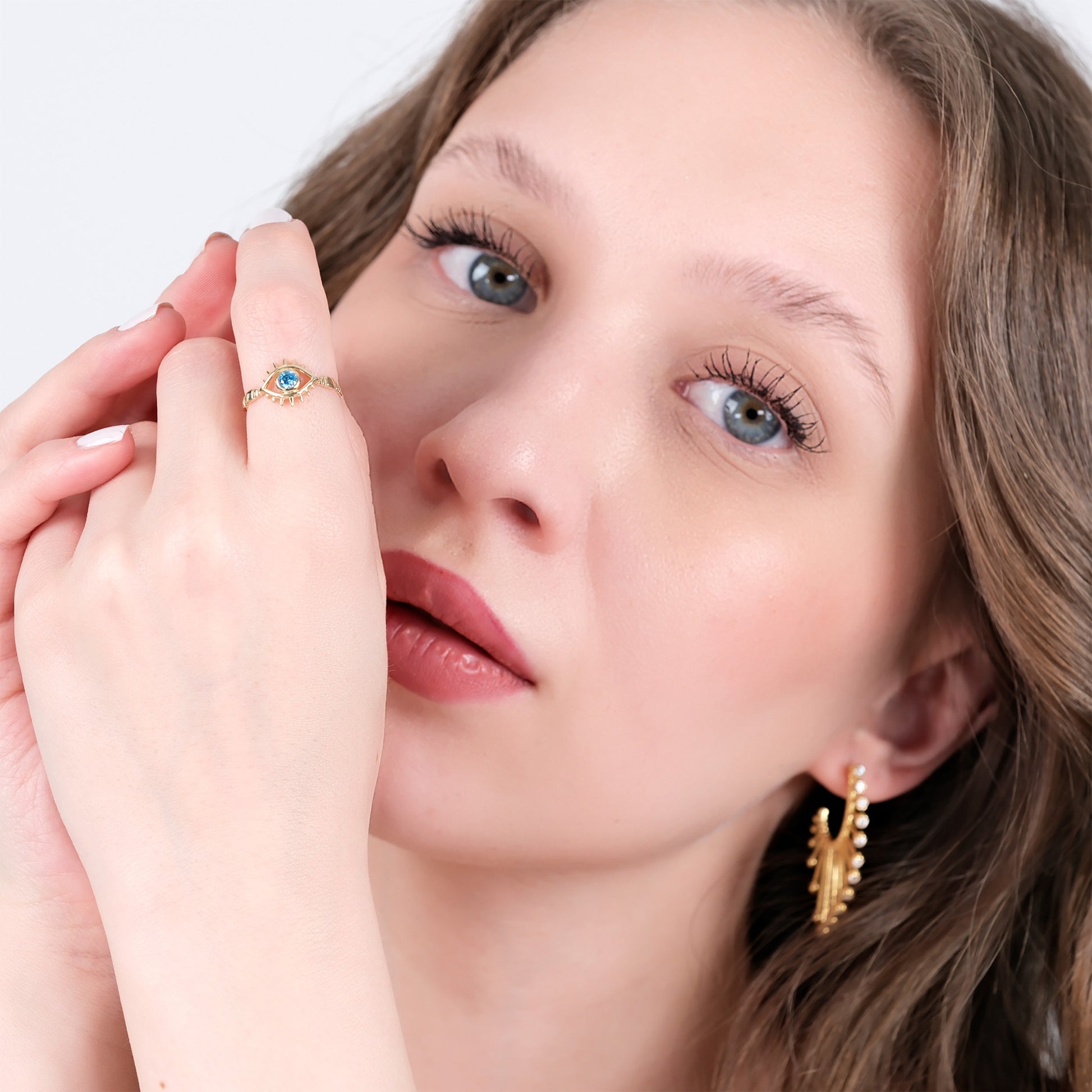 Evil Eye Ring | 14K Solid Gold