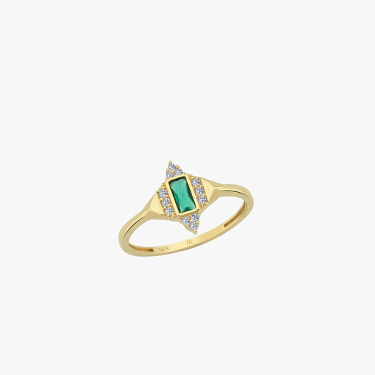 Rectangle Emerald Ring | 14K Solid Gold