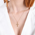 Cross Necklace | 14K Solid Gold - Mionza Jewelry-14k gold cross, 14k gold necklace, Christmas Gift, communion gift, dainty gold cross, gold cross necklace, jesus necklace, jewelry for mother, necklace for mom, necklace for women, religious necklace, rose gold necklace, Small Cross Necklace, tiny cross necklace