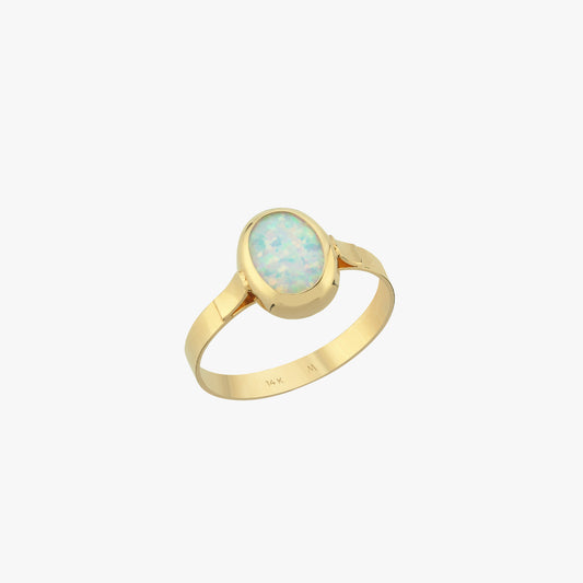 White Opal Ring | 14K Solid Gold