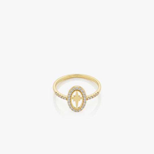 Oval Star Ring | 14K Solid Gold