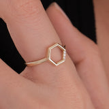 Hexagon Ring | 14K Solid Gold