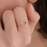 Hexagon Ring | 14K Solid Gold