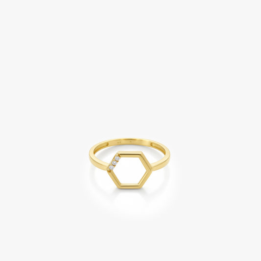 Hexagon Ring | 14K Solid Gold