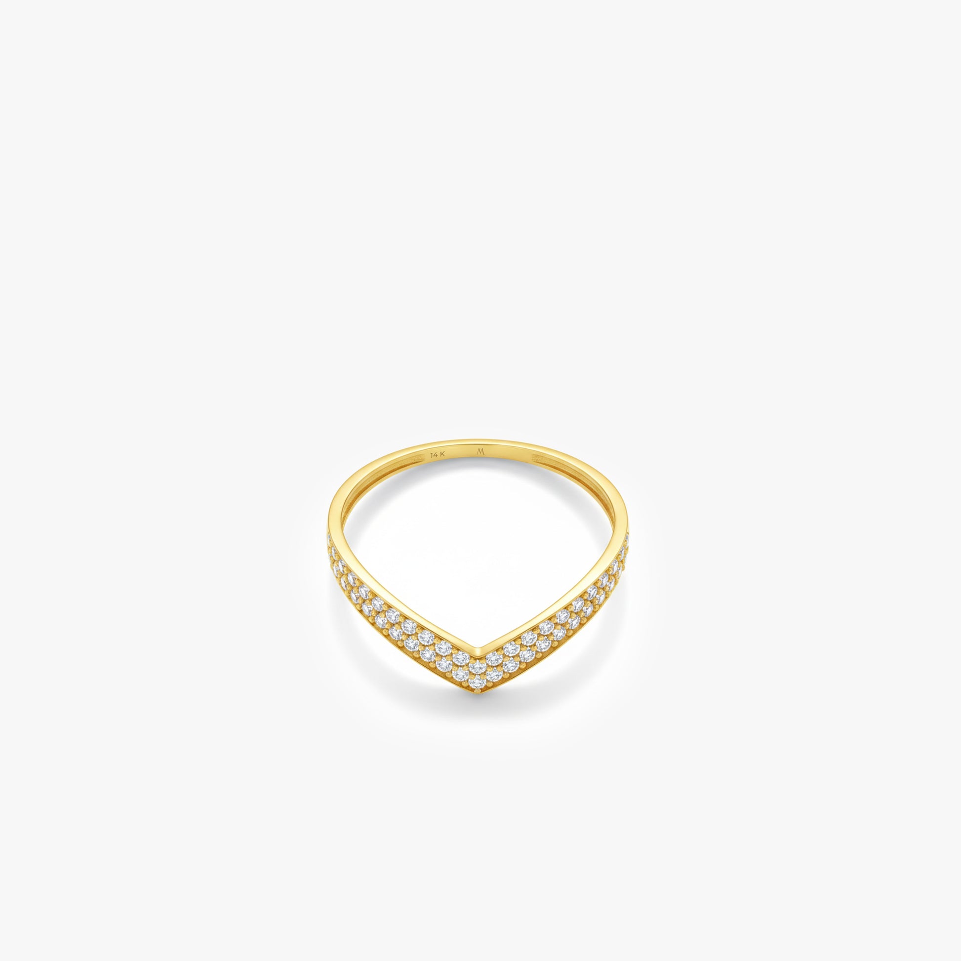 Pave Chevron Ring | 14K Solid Gold