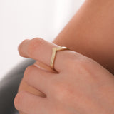Engraved Chevron Ring | 14K Solid Gold