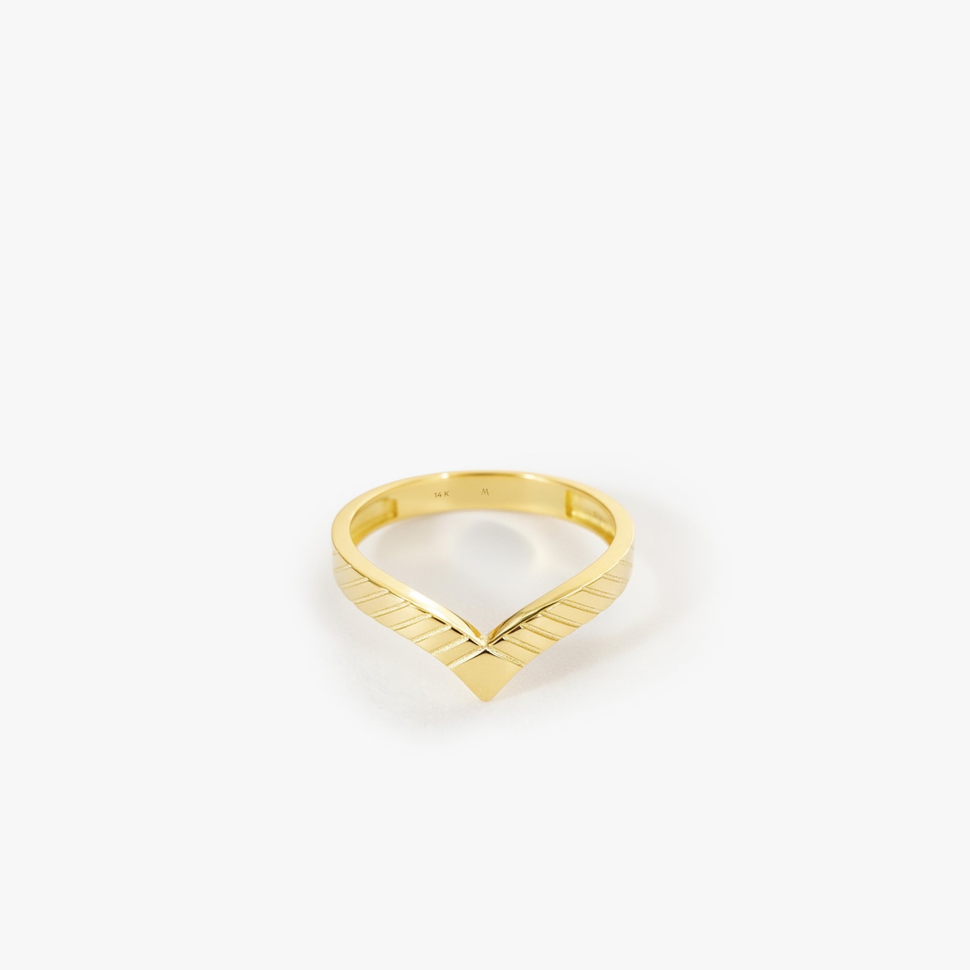Engraved Chevron Ring | 14K Solid Gold