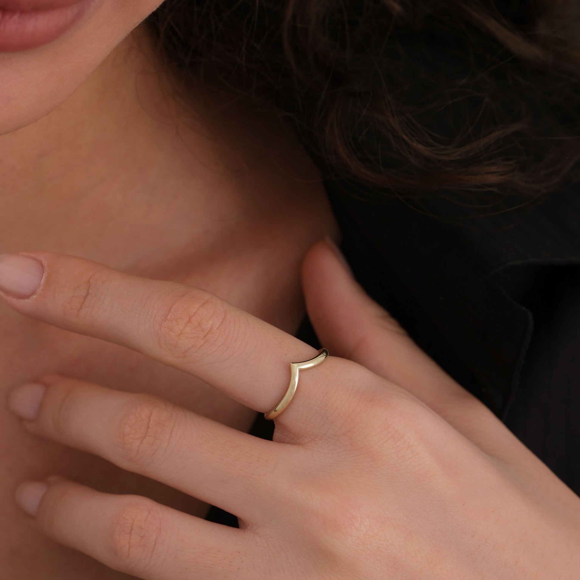 Gold Chevron Band | 14K Solid Gold