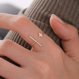 Adjustable Bar Ring | 14K Solid Gold