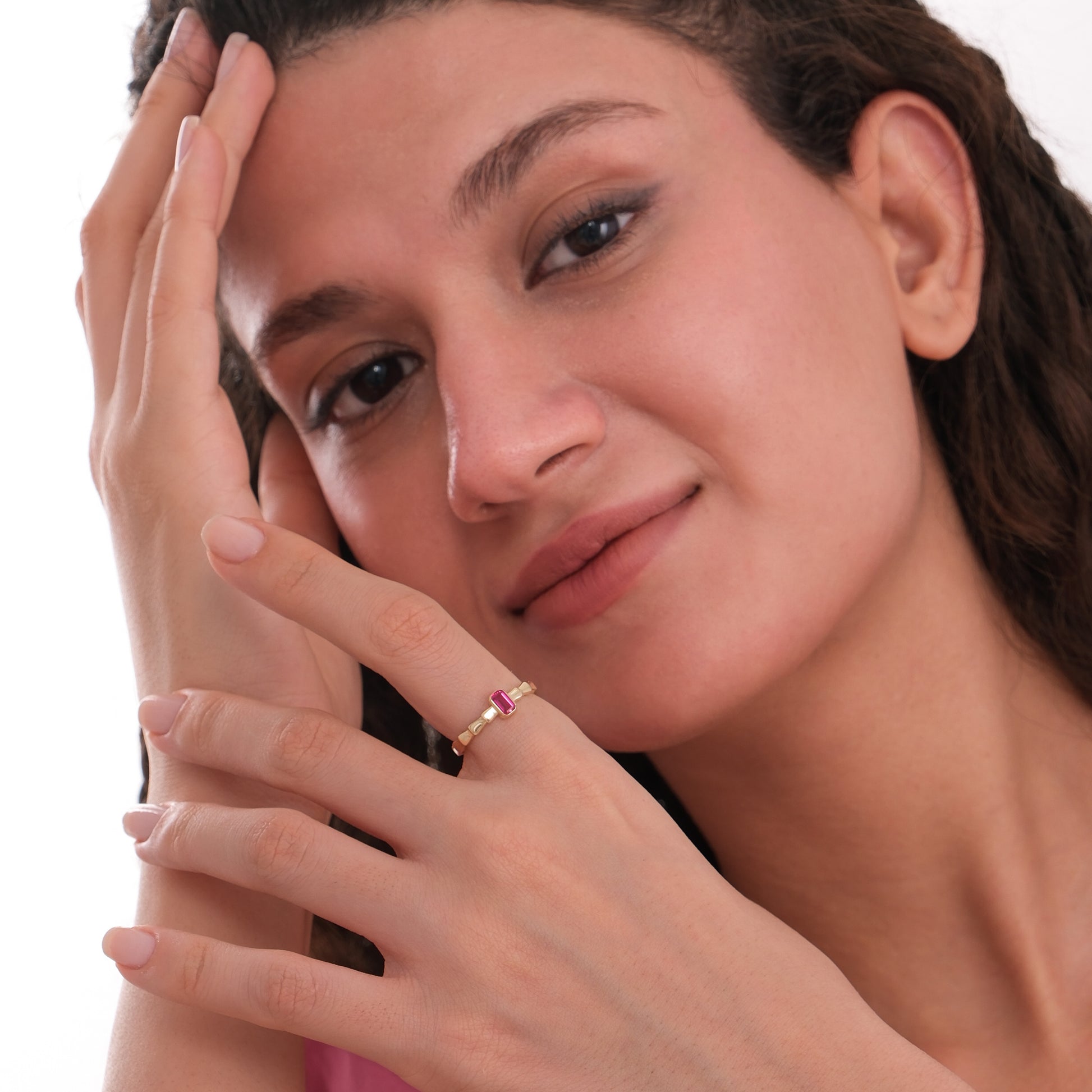 Red Stone Ring | 14K Solid Gold