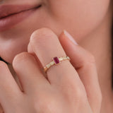 Red Stone Ring | 14K Solid Gold