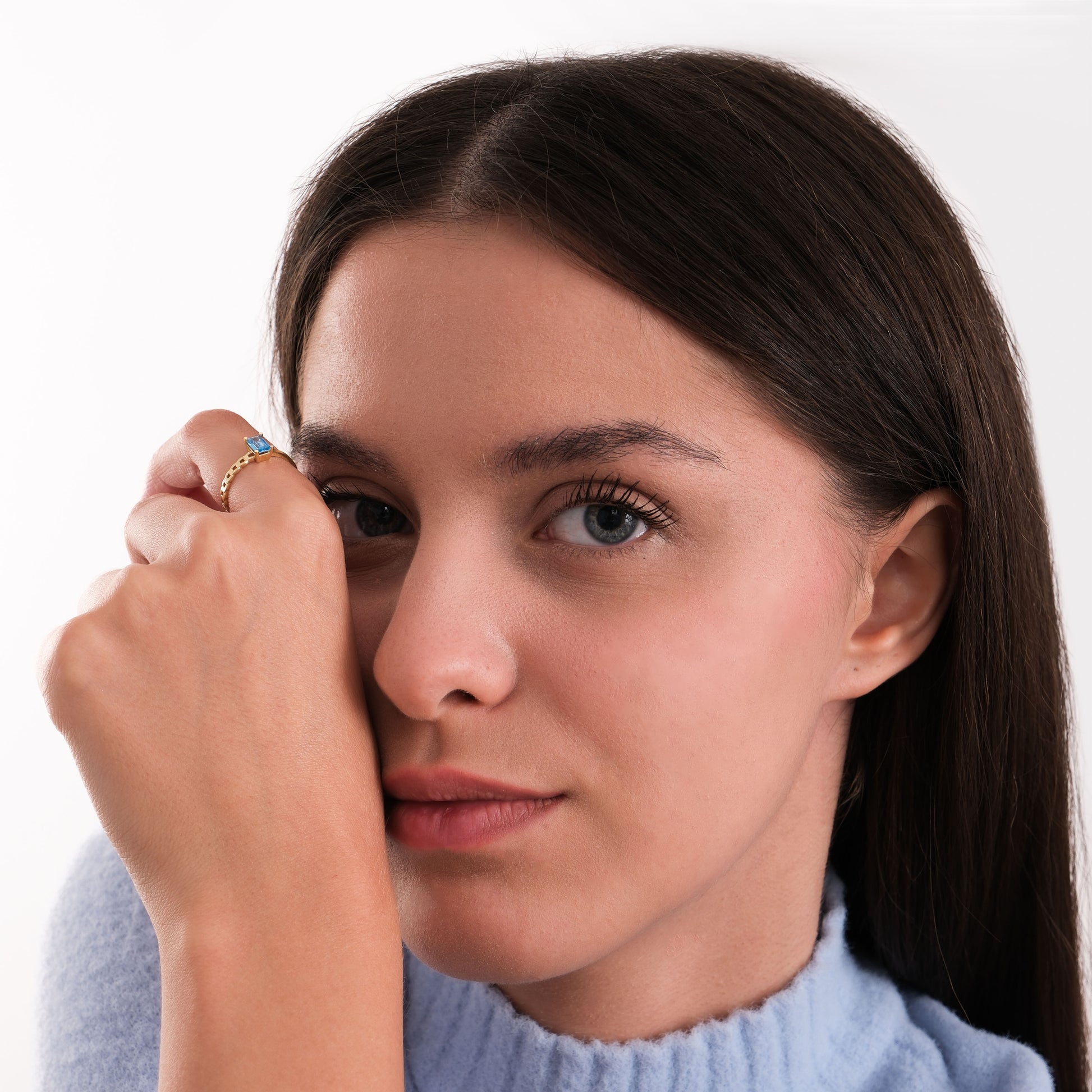 Blue Stone Ring | 14K Solid Gold