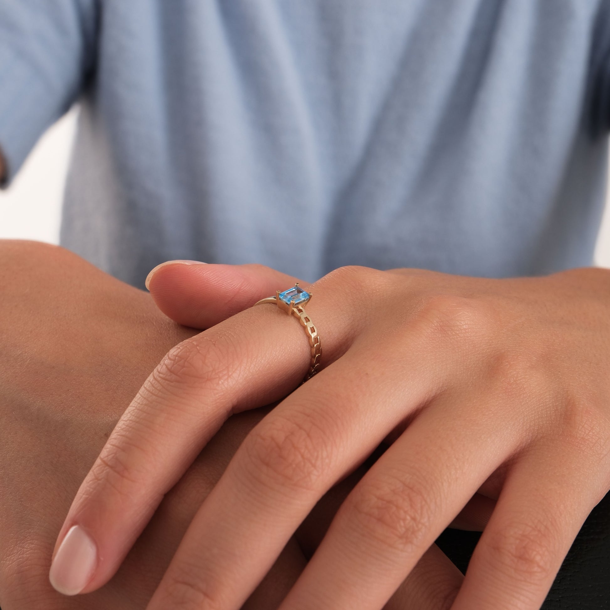 Blue Stone Ring | 14K Solid Gold