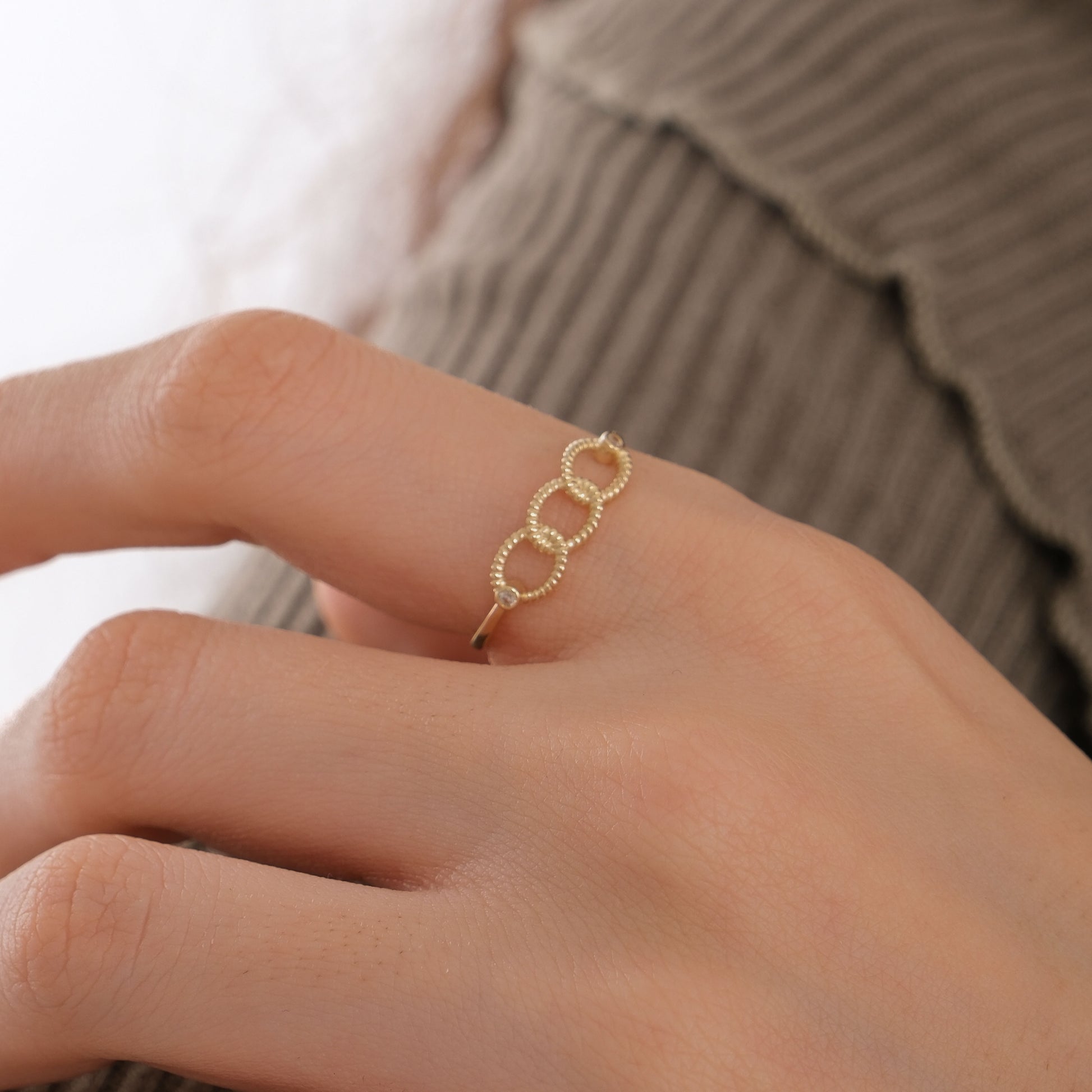 Triple Chain Link Ring | 14K Solid Gold