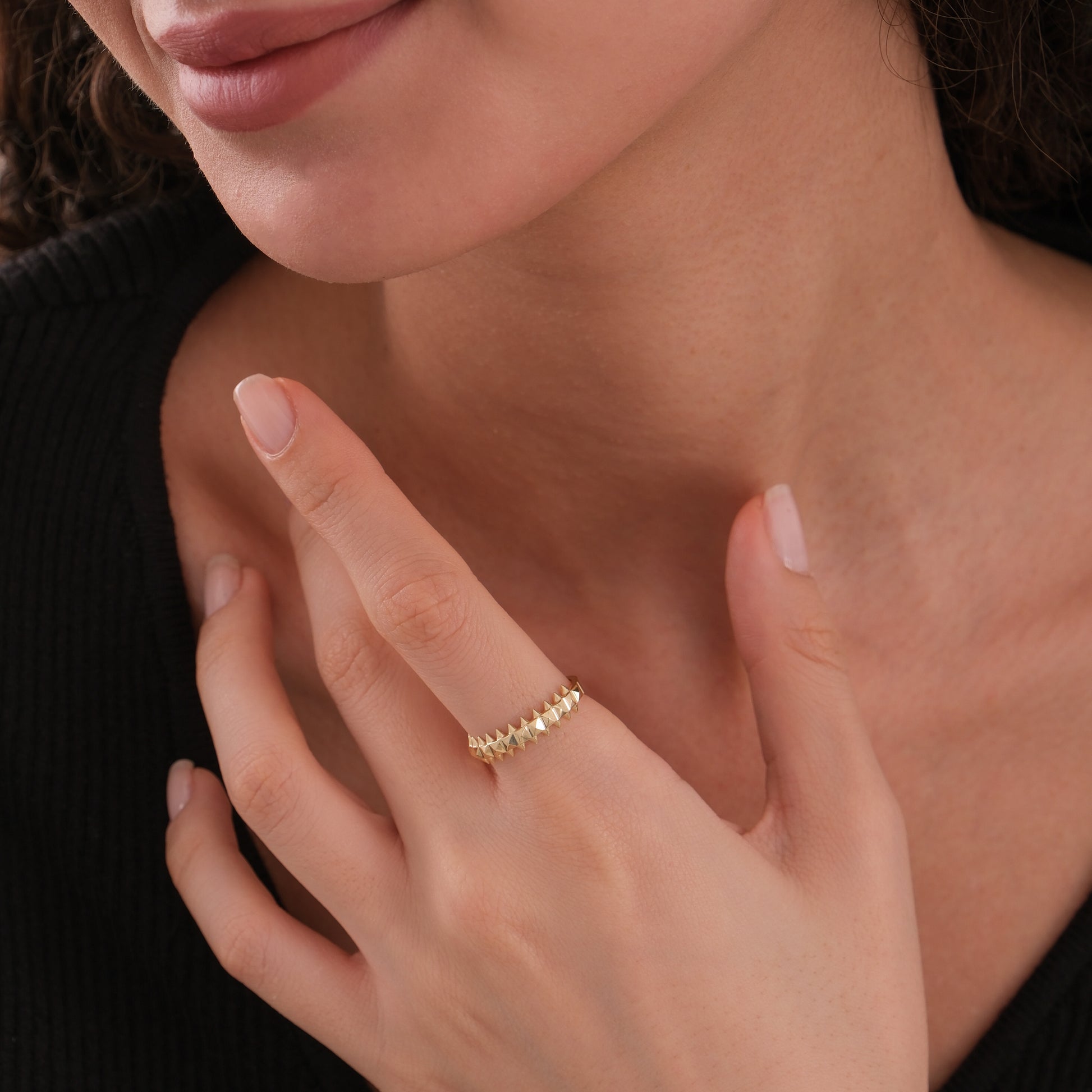 Rock Stud Ring | 14K Solid Gold