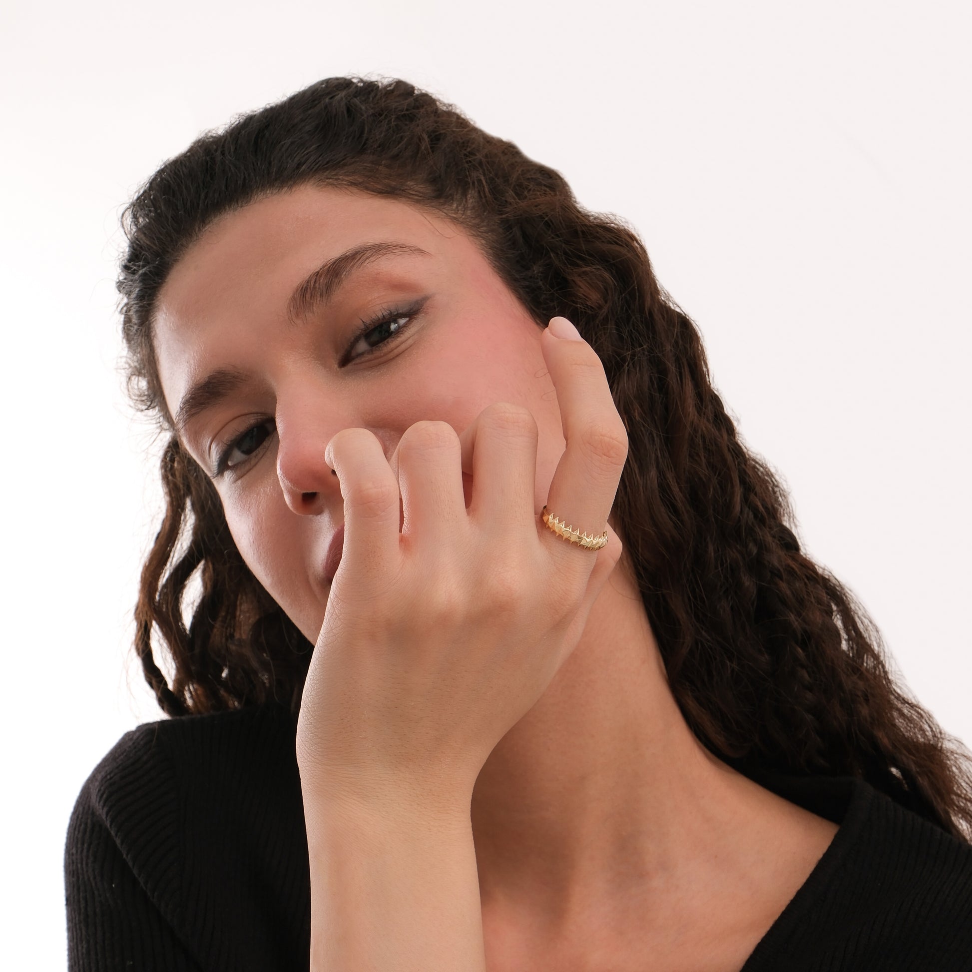 Rock Stud Ring | 14K Solid Gold