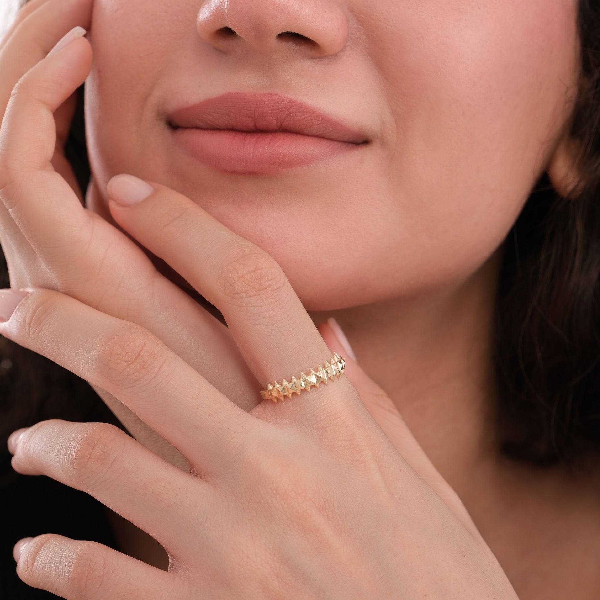 Rock Stud Ring | 14K Solid Gold