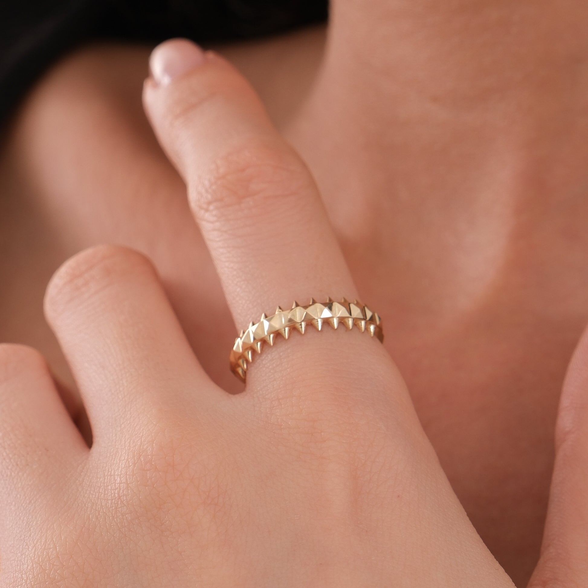 Rock Stud Ring | 14K Solid Gold
