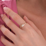 Dainty Pave Crown Ring | 14K Solid Gold
