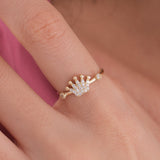 Dainty Pave Crown Ring | 14K Solid Gold