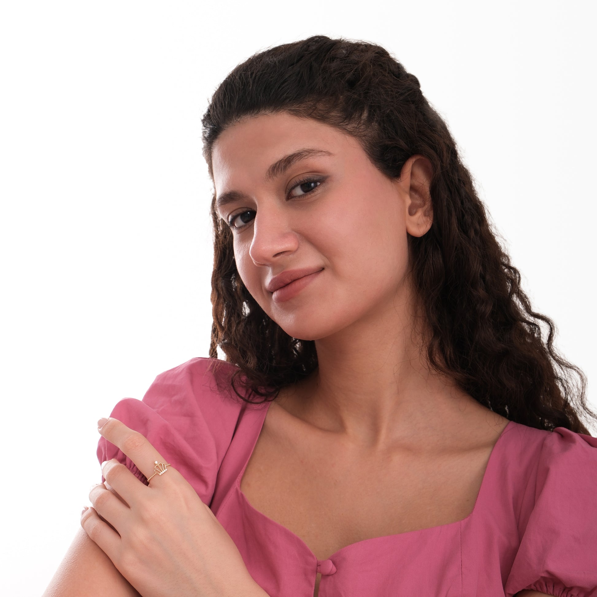 Beaded Band Crown Ring | 14K Solid Gold