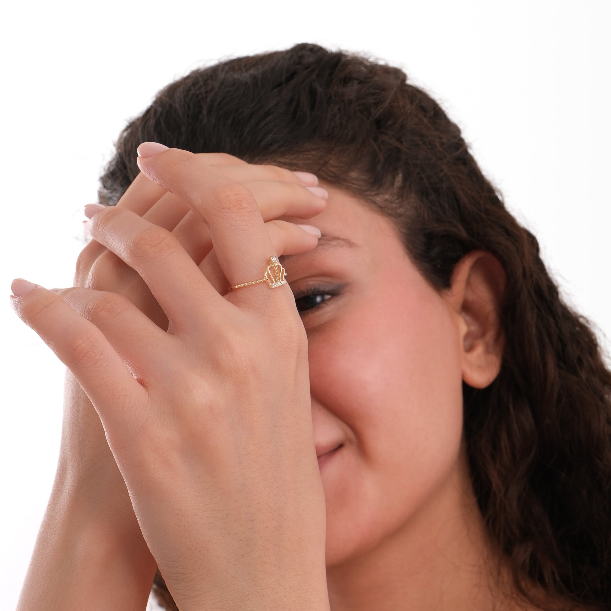 Beaded Band Crown Ring | 14K Solid Gold