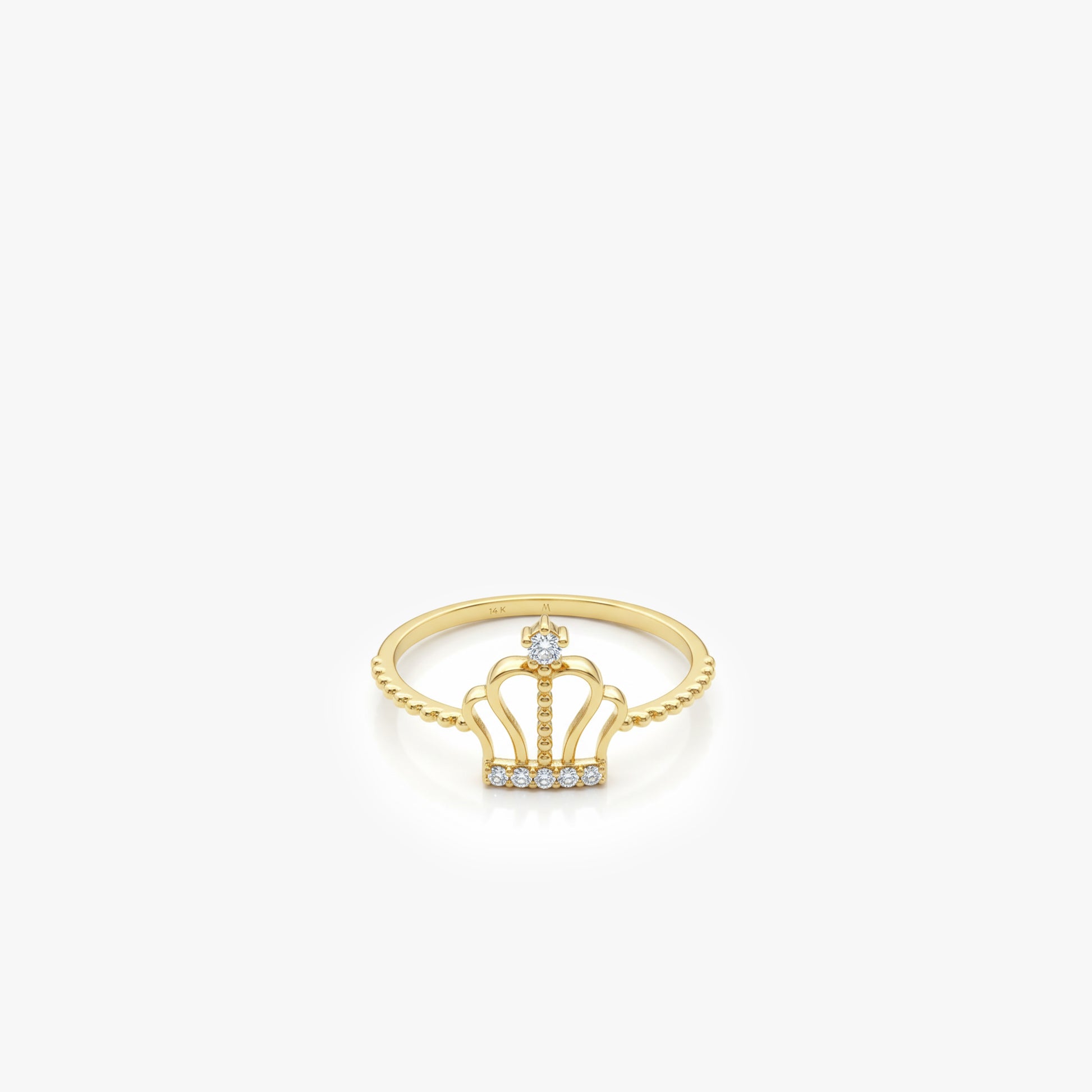 Beaded Band Crown Ring | 14K Solid Gold