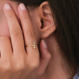 Anchor Ring with Blue Topaz | 14K Solid Gold