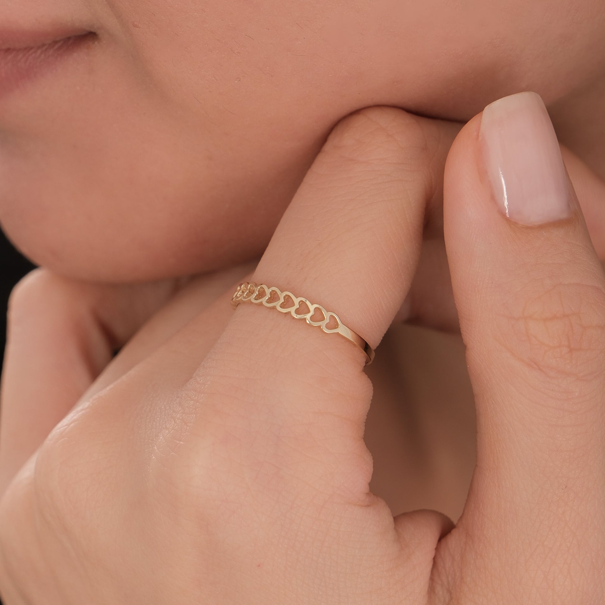 Interlocking Heart Ring | 14K Solid Gold