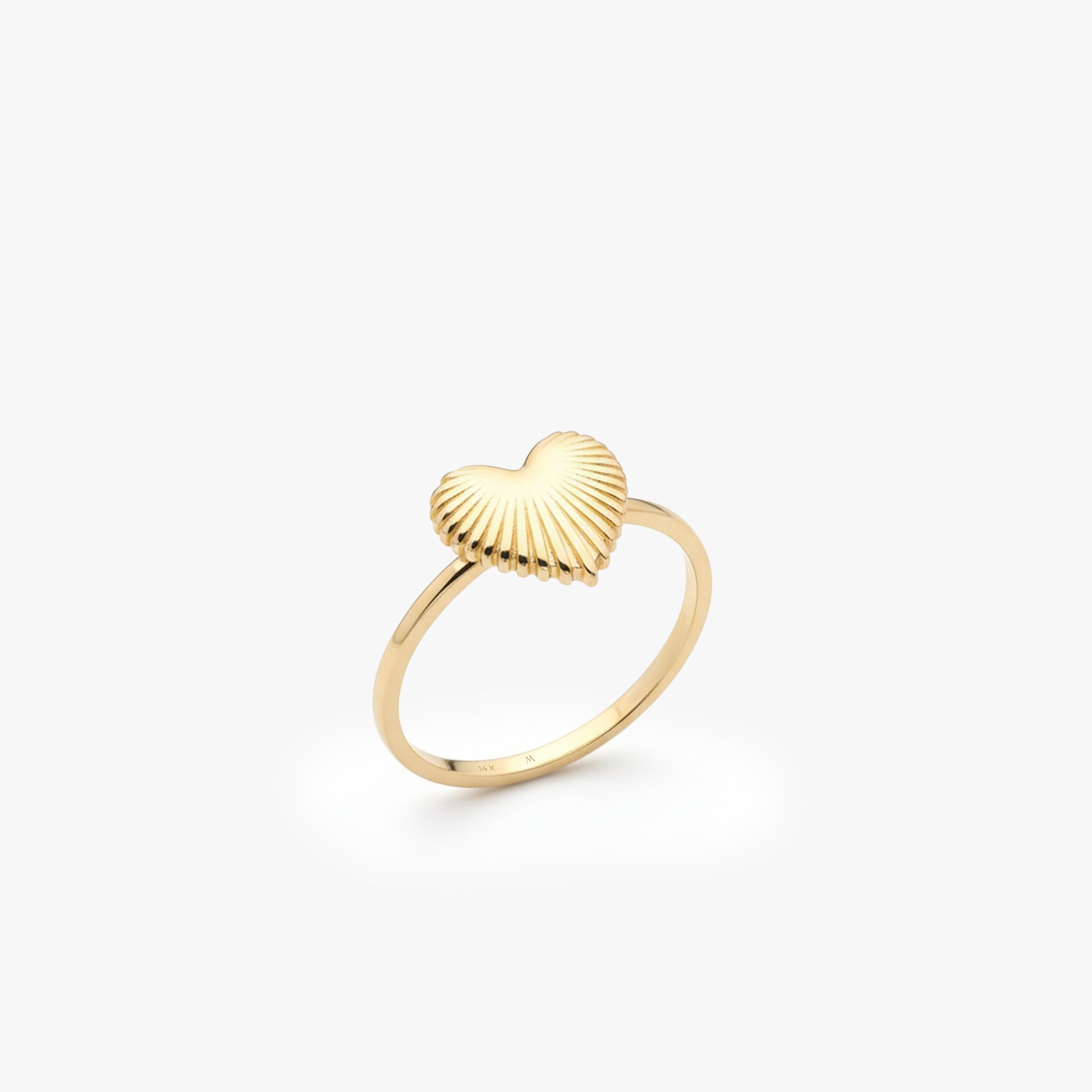 Fluted Sunburst Heart Ring | 14K Solid Gold