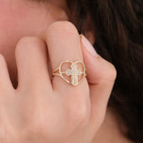 Pave Cross in Heart Ring | 14K Solid Gold