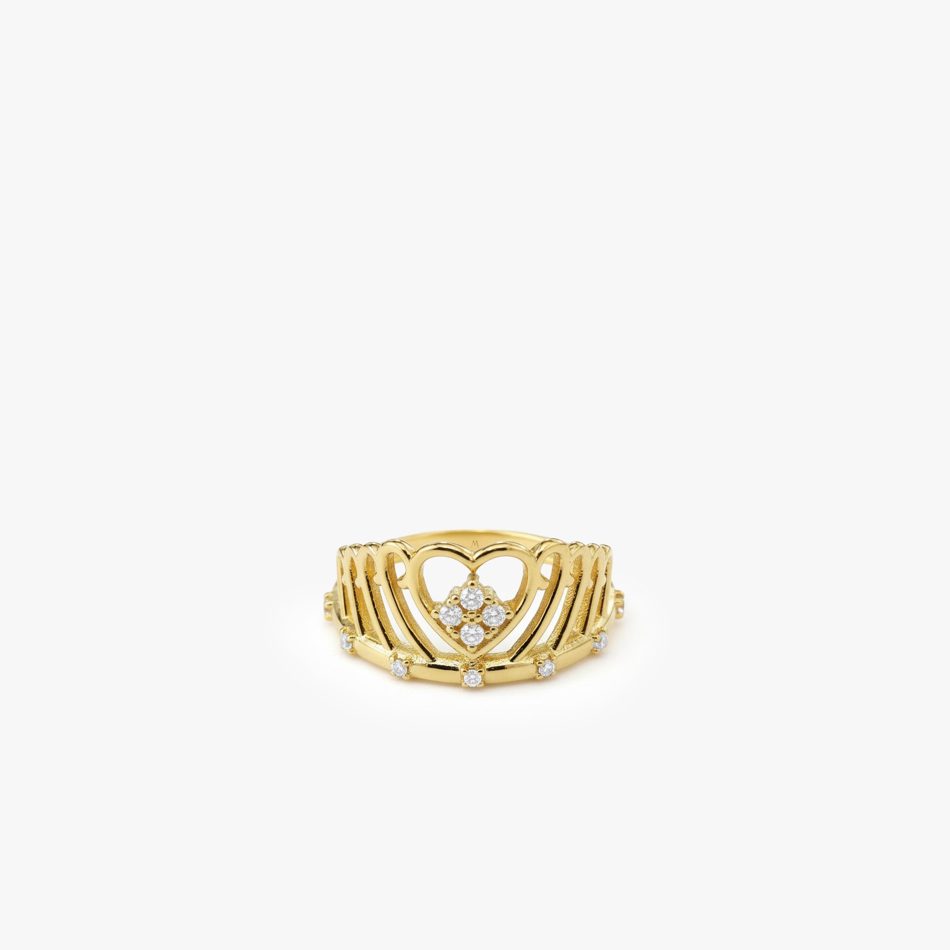Heart Crown Ring | 14K Solid Gold