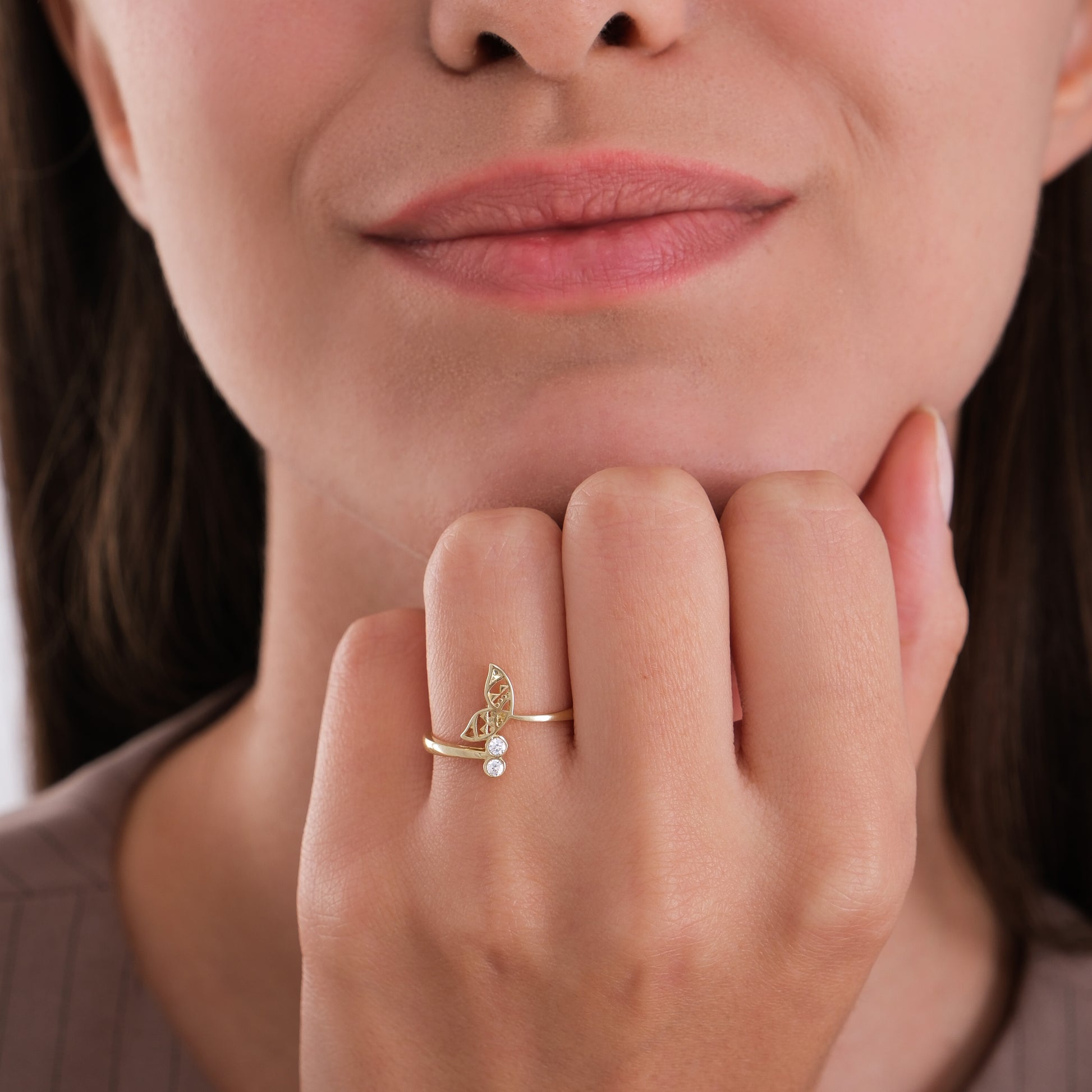 Dolphin Tail Ring | 14K Solid Gold