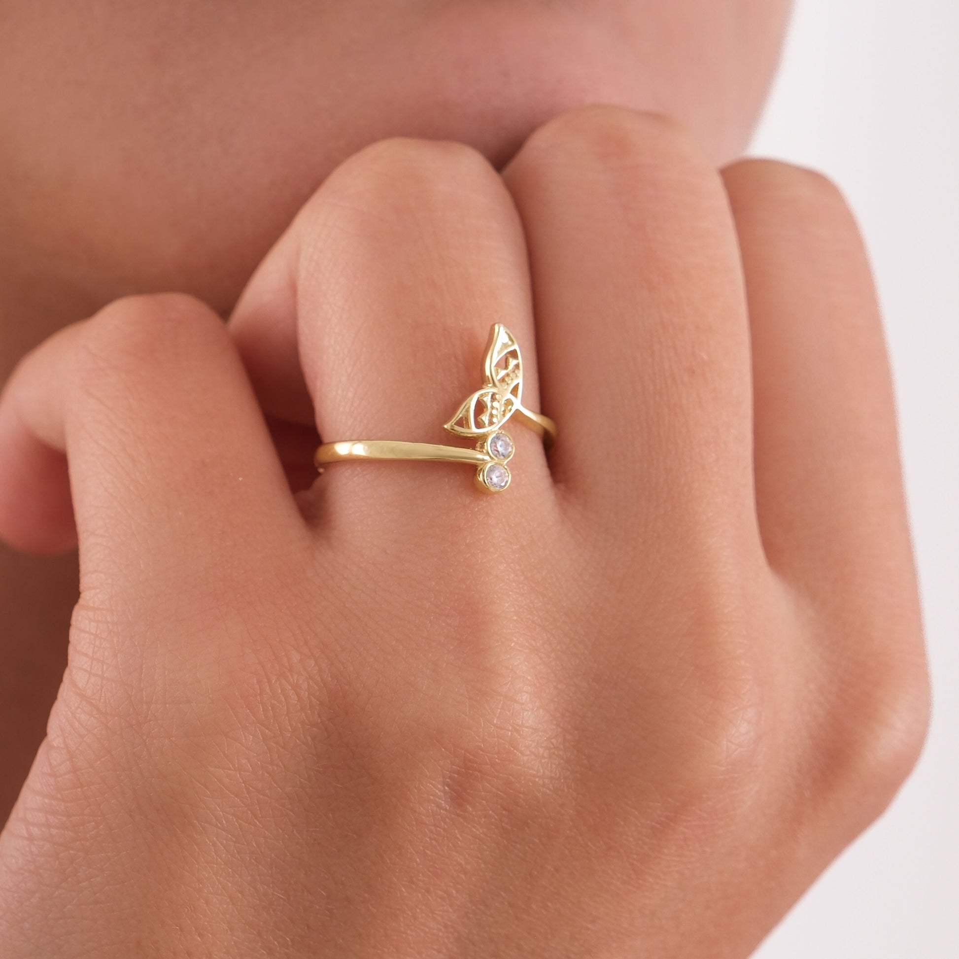 Dolphin Tail Ring | 14K Solid Gold